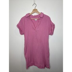 J Crew Shirt Dress XS Gauze Pink Cotton‎ Preppy Soft Girl Beachy Coastal Ballet